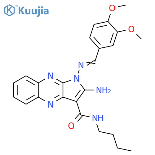 2-amino-N-butyl-1-(E)-(3,4-dimethoxyphenyl)methylideneamino-1H-pyrrolo2,3-bquinoxaline-3-carboxamide structure