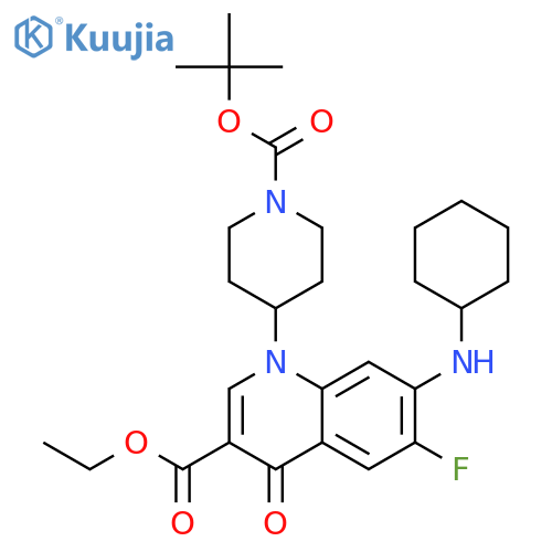 3-Quinolinecarboxylic acid,7-(cyclohexylamino)-1-[1-[(1,1-dimethylethoxy)carbonyl]-4-piperidinyl]-6-fluoro-1,4-dihydro-4-oxo-, ethyl ester structure