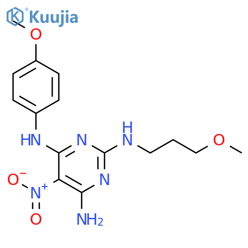 N4-(4-methoxyphenyl)-N2-(3-methoxypropyl)-5-nitropyrimidine-2,4,6-triamine structure