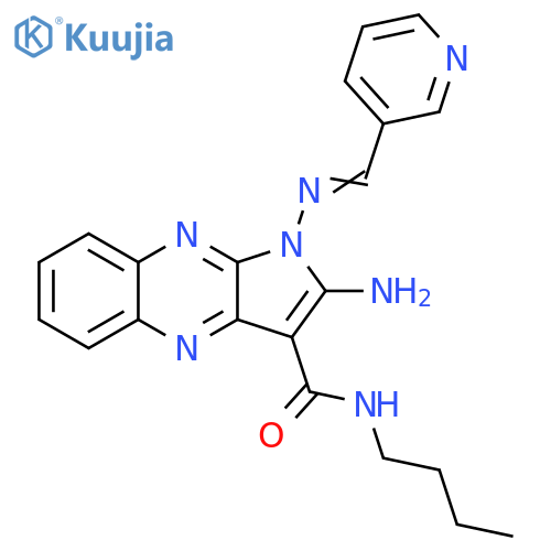 2-amino-N-butyl-1-(E)-(pyridin-3-yl)methylideneamino-1H-pyrrolo2,3-bquinoxaline-3-carboxamide structure