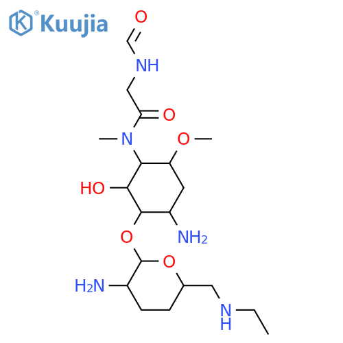 4-Amino-3-O-[2-amino-2,3,4,6-tetradeoxy-6-(ethylamino)-α-D-erythro-hexopyranosyl]-1,4,5-trideoxy-1-[[(formylamino)acetyl]methylamino]-6-O-methyl-L-chiro-inositol structure