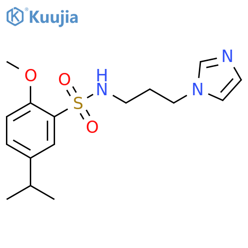 N-3-(1H-imidazol-1-yl)propyl-2-methoxy-5-(propan-2-yl)benzene-1-sulfonamide structure