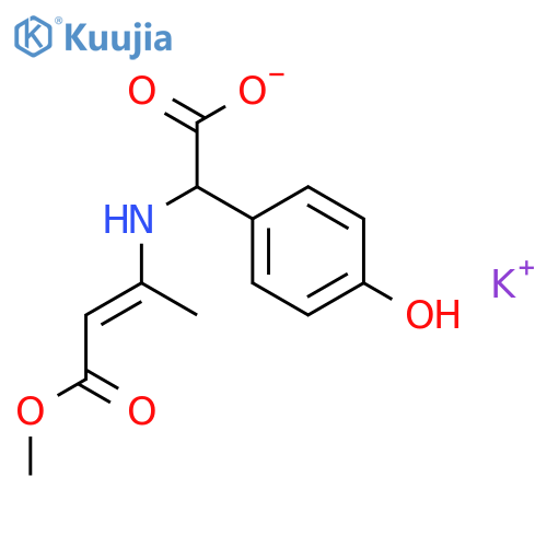 Potassium 2-(4-hydroxyphenyl)-2-((4-methoxy-4-oxobut-2-en-2-yl)amino)acetate structure