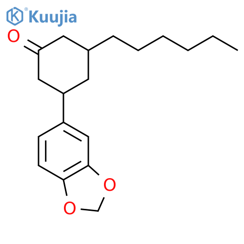 Cyclohexanone, 3-(1,3-benzodioxol-5-yl)-5-hexyl- structure