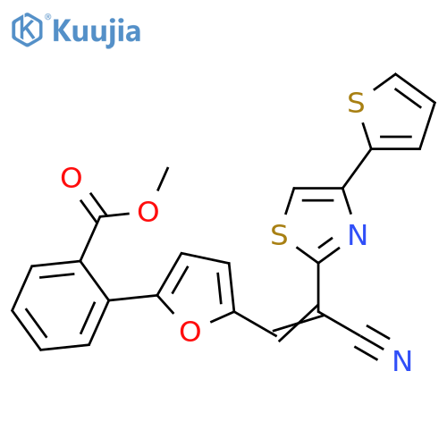 methyl 2-{5-(1E)-2-cyano-2-4-(thiophen-2-yl)-1,3-thiazol-2-yleth-1-en-1-ylfuran-2-yl}benzoate structure