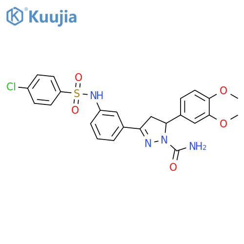 1H-Pyrazole-1-carboxamide,3-[3-[[(4-chlorophenyl)sulfonyl]amino]phenyl]-5-(3,4-dimethoxyphenyl)-4,5-dihydro- structure
