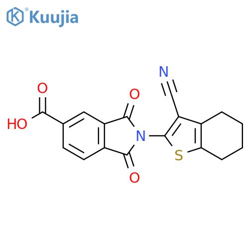 2-(3-cyano-4,5,6,7-tetrahydro-1-benzothiophen-2-yl)-1,3-dioxo-2,3-dihydro-1H-isoindole-5-carboxylic acid structure