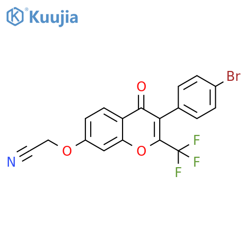 2-{3-(4-bromophenyl)-4-oxo-2-(trifluoromethyl)-4H-chromen-7-yloxy}acetonitrile structure
