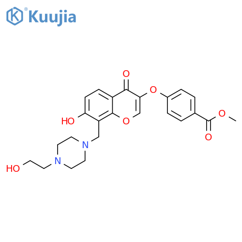 methyl 4-(7-hydroxy-8-{4-(2-hydroxyethyl)piperazin-1-ylmethyl}-4-oxo-4H-chromen-3-yl)oxybenzoate structure