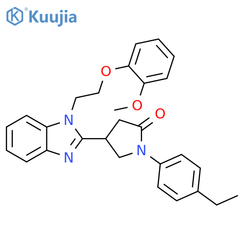 1-(4-ethylphenyl)-4-{1-2-(2-methoxyphenoxy)ethyl-1H-1,3-benzodiazol-2-yl}pyrrolidin-2-one structure