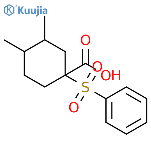 Cyclohexanecarboxylic acid, 3,4-dimethyl-1-(phenylsulfonyl)- structure