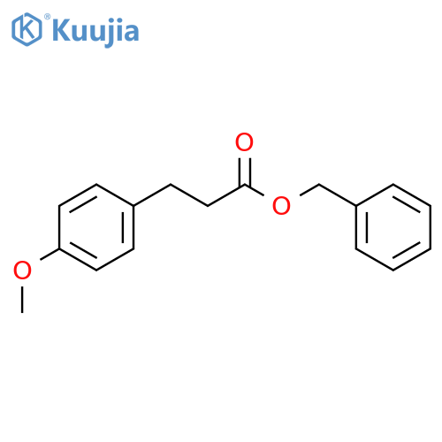 Benzenepropanoic acid, 4-methoxy-, phenylmethyl ester structure