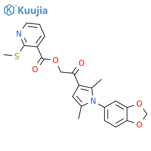 2-(1-(Benzo[d][1,3]dioxol-5-yl)-2,5-dimethyl-1H-pyrrol-3-yl)-2-oxoethyl 2-(methylthio)nicotinate structure