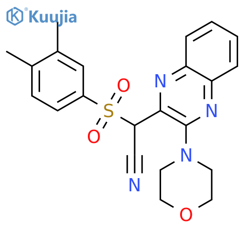 2-(3,4-dimethylbenzenesulfonyl)-2-3-(morpholin-4-yl)quinoxalin-2-ylacetonitrile structure