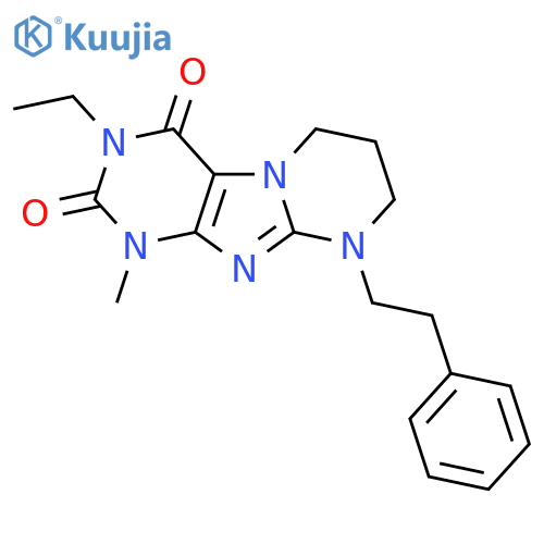 3-ethyl-1-methyl-9-(2-phenylethyl)-1H,2H,3H,4H,6H,7H,8H,9H-pyrimido1,2-gpurine-2,4-dione structure