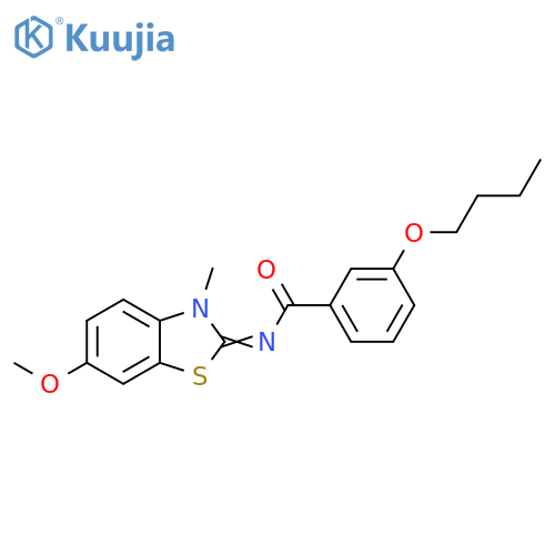 3-butoxy-N-[(2E)-6-methoxy-3-methyl-2,3-dihydro-1,3-benzothiazol-2-ylidene]benzamide structure