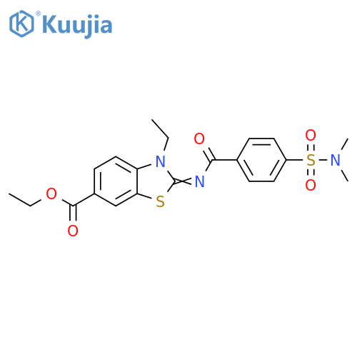 ethyl (2Z)-2-{4-(dimethylsulfamoyl)benzoylimino}-3-ethyl-2,3-dihydro-1,3-benzothiazole-6-carboxylate structure