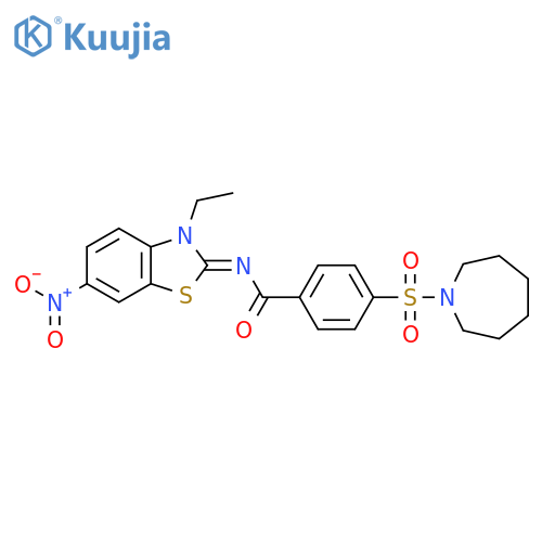 4-(azepane-1-sulfonyl)-N-(2Z)-3-ethyl-6-nitro-2,3-dihydro-1,3-benzothiazol-2-ylidenebenzamide structure