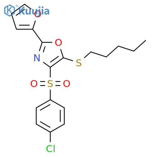 4-(4-chlorobenzenesulfonyl)-2-(furan-2-yl)-5-(pentylsulfanyl)-1,3-oxazole structure