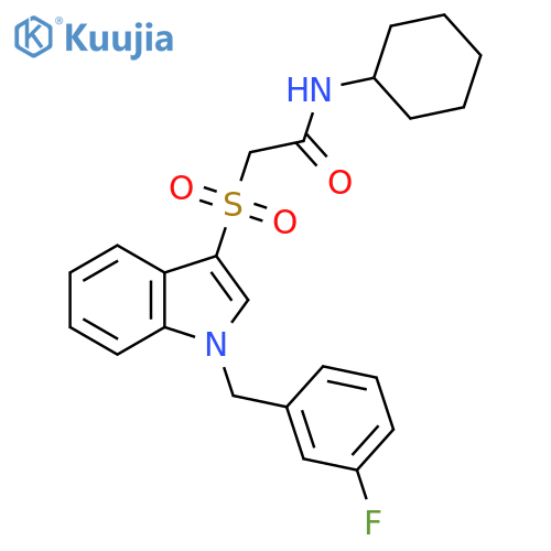 N-cyclohexyl-2-({1-(3-fluorophenyl)methyl-1H-indol-3-yl}sulfonyl)acetamide structure