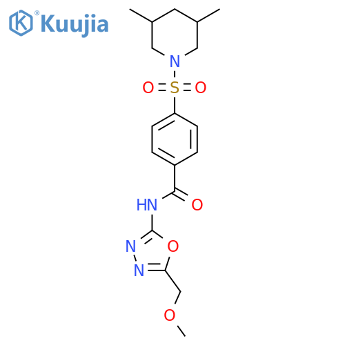 4-(3,5-dimethylpiperidin-1-yl)sulfonyl-N-5-(methoxymethyl)-1,3,4-oxadiazol-2-ylbenzamide structure