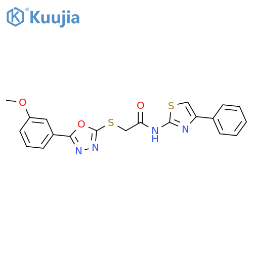 2-{5-(3-methoxyphenyl)-1,3,4-oxadiazol-2-ylsulfanyl}-N-(4-phenyl-1,3-thiazol-2-yl)acetamide structure