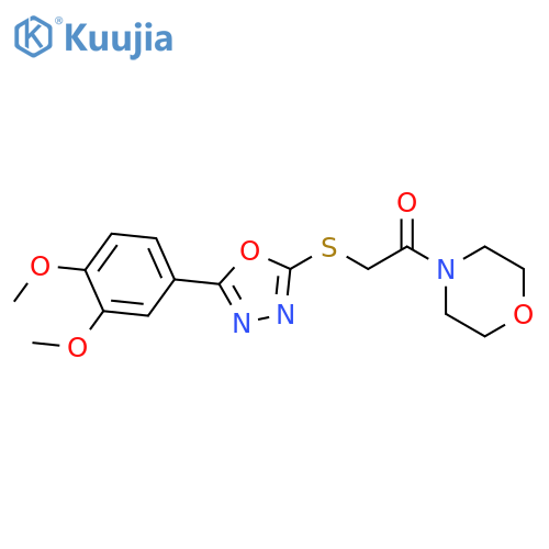 2-{5-(3,4-dimethoxyphenyl)-1,3,4-oxadiazol-2-ylsulfanyl}-1-(morpholin-4-yl)ethan-1-one structure