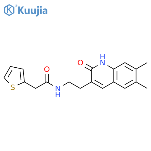 N-2-(6,7-dimethyl-2-oxo-1,2-dihydroquinolin-3-yl)ethyl-2-(thiophen-2-yl)acetamide structure