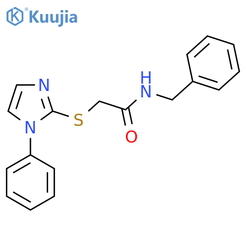 N-benzyl-2-(1-phenyl-1H-imidazol-2-yl)sulfanylacetamide structure