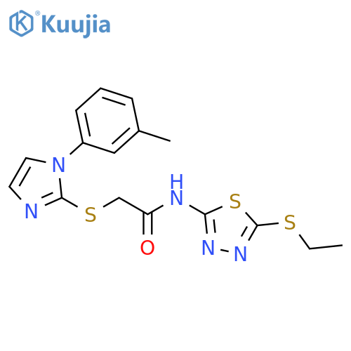 N-5-(ethylsulfanyl)-1,3,4-thiadiazol-2-yl-2-{1-(3-methylphenyl)-1H-imidazol-2-ylsulfanyl}acetamide structure