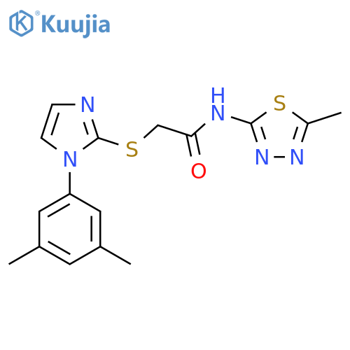 2-{1-(3,5-dimethylphenyl)-1H-imidazol-2-ylsulfanyl}-N-(5-methyl-1,3,4-thiadiazol-2-yl)acetamide structure