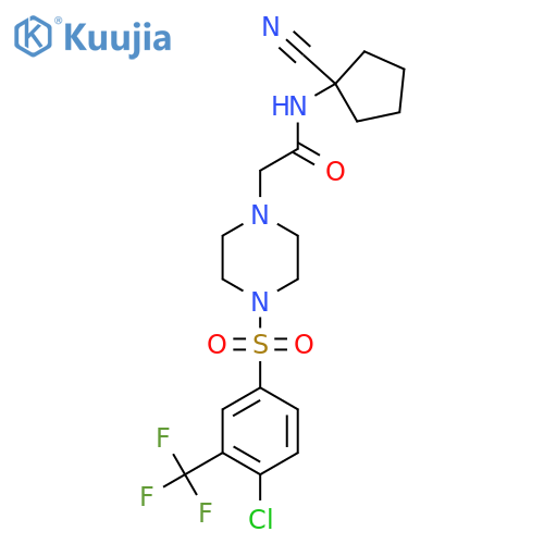 2-{4-[4-chloro-3-(trifluoromethyl)benzenesulfonyl]piperazin-1-yl}-N-(1-cyanocyclopentyl)acetamide structure