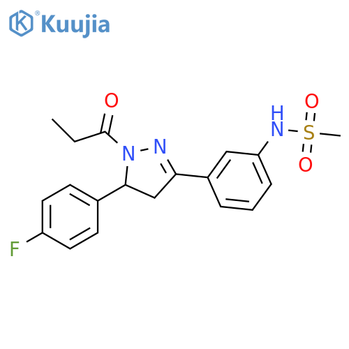 N-{3-5-(4-fluorophenyl)-1-propanoyl-4,5-dihydro-1H-pyrazol-3-ylphenyl}methanesulfonamide structure