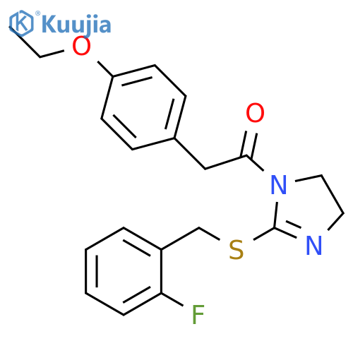 2-(4-ethoxyphenyl)-1-(2-{(2-fluorophenyl)methylsulfanyl}-4,5-dihydro-1H-imidazol-1-yl)ethan-1-one structure