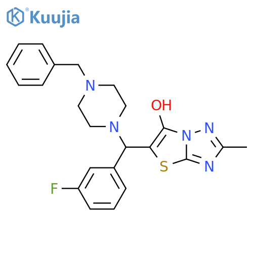 5-(4-benzylpiperazin-1-yl)(3-fluorophenyl)methyl-2-methyl-1,2,4triazolo3,2-b1,3thiazol-6-ol structure