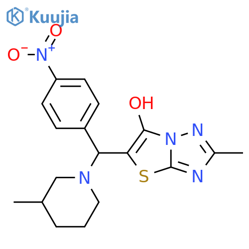 2-methyl-5-(3-methylpiperidin-1-yl)(4-nitrophenyl)methyl-1,2,4triazolo3,2-b1,3thiazol-6-ol structure