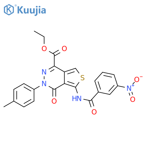 ethyl 3-(4-methylphenyl)-5-(3-nitrobenzamido)-4-oxo-3H,4H-thieno3,4-dpyridazine-1-carboxylate structure
