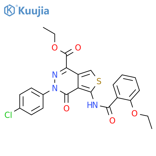 ethyl 3-(4-chlorophenyl)-5-(2-ethoxybenzamido)-4-oxo-3H,4H-thieno3,4-dpyridazine-1-carboxylate structure