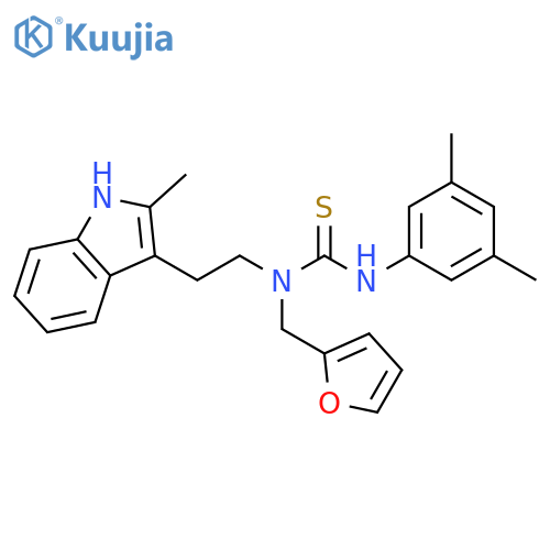 1-(3,5-dimethylphenyl)-3-(furan-2-yl)methyl-3-2-(2-methyl-1H-indol-3-yl)ethylthiourea structure