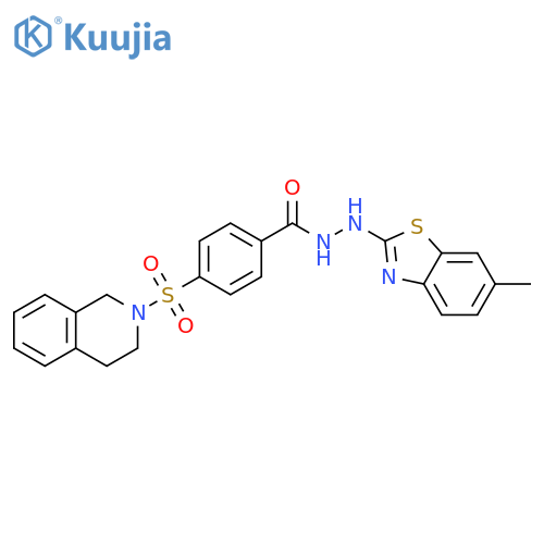 N'-(6-methyl-1,3-benzothiazol-2-yl)-4-(1,2,3,4-tetrahydroisoquinoline-2-sulfonyl)benzohydrazide structure