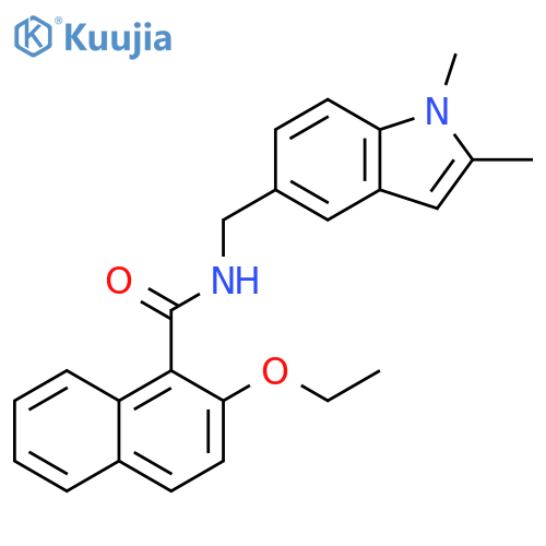 N-(1,2-dimethyl-1H-indol-5-yl)methyl-2-ethoxynaphthalene-1-carboxamide structure