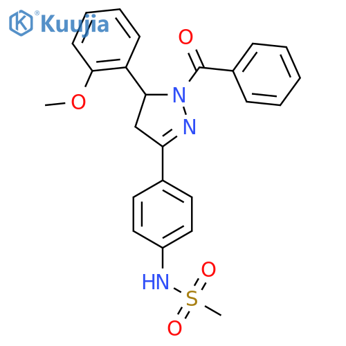 N-{4-1-benzoyl-5-(2-methoxyphenyl)-4,5-dihydro-1H-pyrazol-3-ylphenyl}methanesulfonamide structure