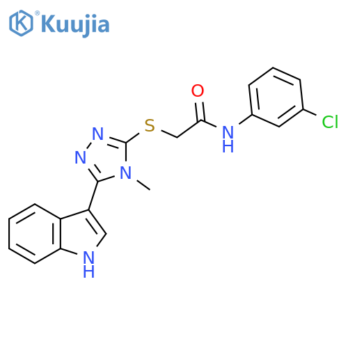 N-(3-chlorophenyl)-2-{5-(1H-indol-3-yl)-4-methyl-4H-1,2,4-triazol-3-ylsulfanyl}acetamide structure
