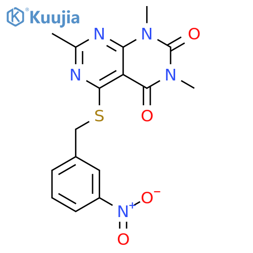 1,3,7-trimethyl-5-{(3-nitrophenyl)methylsulfanyl}-1H,2H,3H,4H-1,3diazino4,5-dpyrimidine-2,4-dione structure