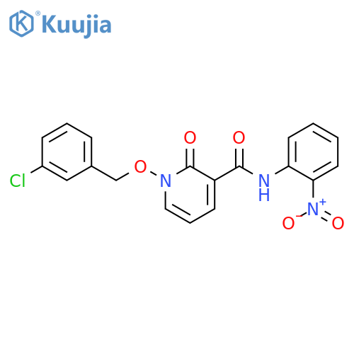 1-(3-chlorophenyl)methoxy-N-(2-nitrophenyl)-2-oxo-1,2-dihydropyridine-3-carboxamide structure