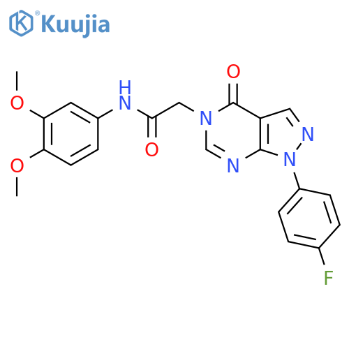 N-(3,4-dimethoxyphenyl)-2-1-(4-fluorophenyl)-4-oxo-1H,4H,5H-pyrazolo3,4-dpyrimidin-5-ylacetamide structure