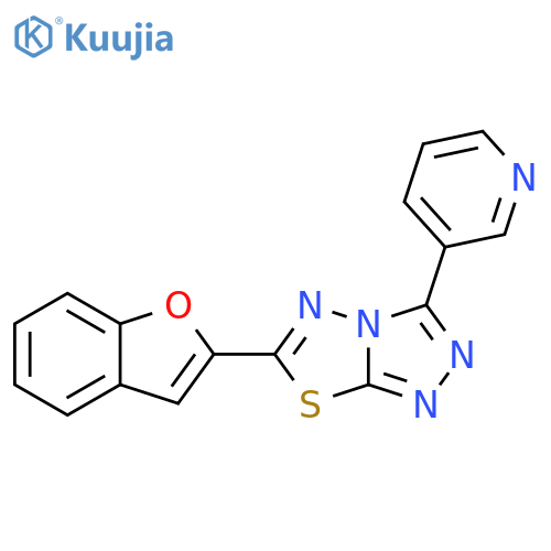 3-6-(1-benzofuran-2-yl)-1,2,4triazolo3,4-b1,3,4thiadiazol-3-ylpyridine structure