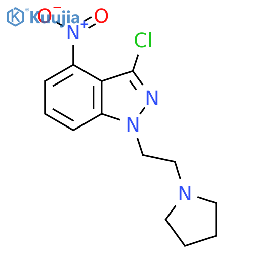 1H-Indazole, 3-chloro-4-nitro-1-[2-(1-pyrrolidinyl)ethyl]- structure
