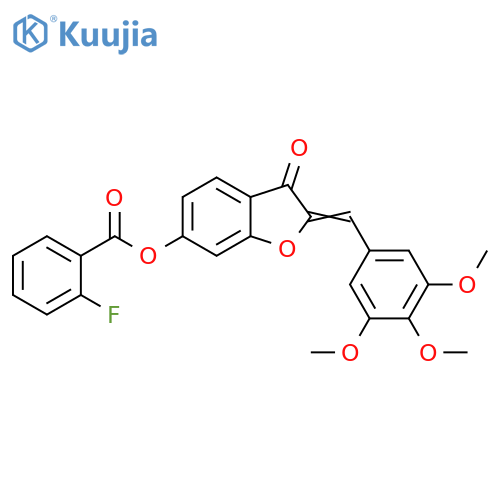 (2Z)-3-oxo-2-(3,4,5-trimethoxyphenyl)methylidene-2,3-dihydro-1-benzofuran-6-yl 2-fluorobenzoate structure
