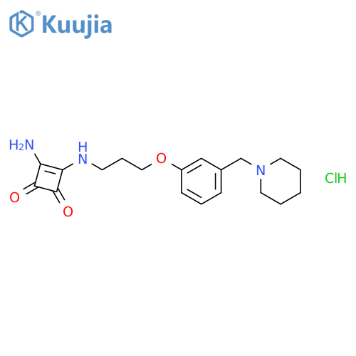 1-Amino-2-[3-(3-piperidinomethylphenoxy)propylamino]-1-cyclobutene-3,4-dione monohydrochloride structure